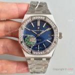 AAA Grade Fake Audemars Piguet Royal Oak 3120 Stainless Steel Blue Dial Diamond Bezel Fashion Watch